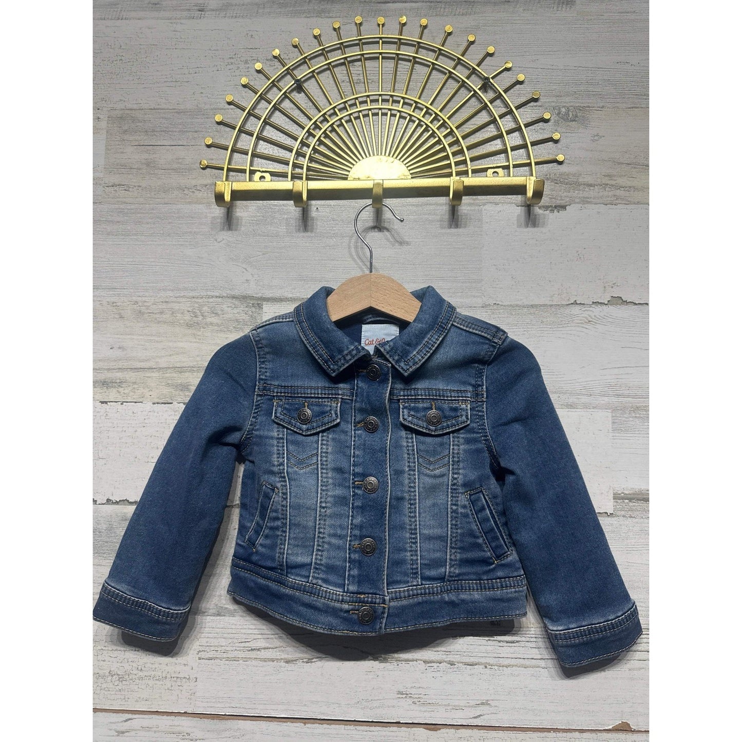 Cat & Jack Denim Jacket Girls 18M Blue Medium Wash Trucker EUC0