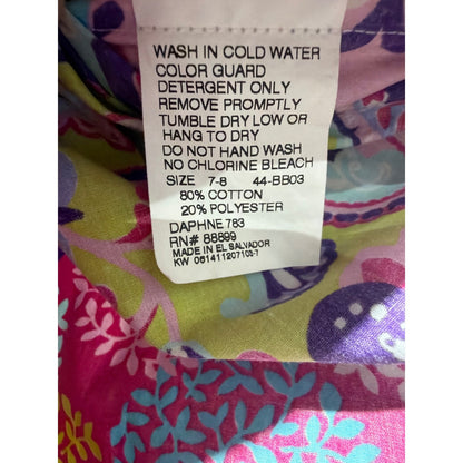 Eleanor Rose Dress Girls 7/8 Pink Purple Mixed Print Whimsical Boho5