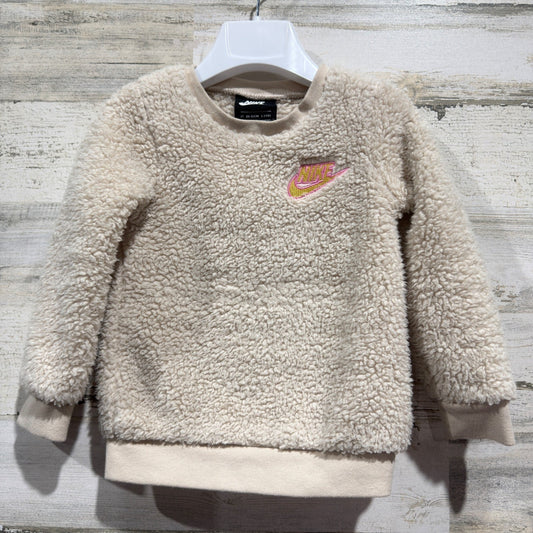 Nike Sportswear Sherpa Fleece Sweatshirt Girls 2T Cream Polyester Sporty EUC0