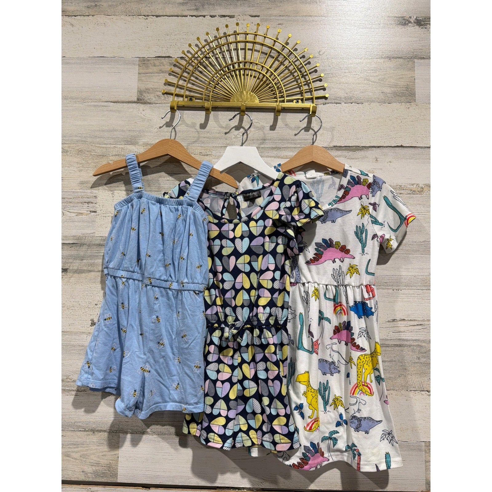 Old Navy SHEIN Picapino Dress Romper Lot Girls 5T Blue White Heart Bee0