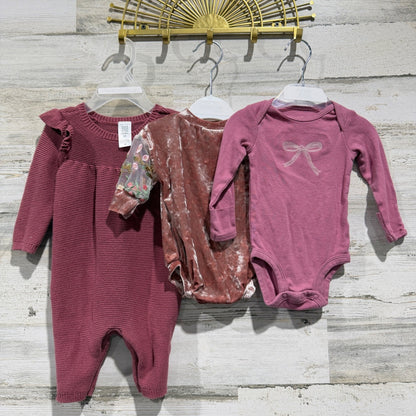 Carter's Just One You Averie Grace Co Baby Girl 0-3M Mauve Velvet Knit Bundle0