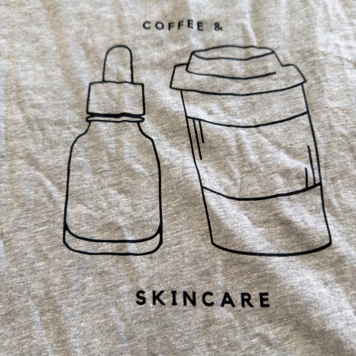 Bella Canvas Coffee & Skincare Graphic Tee Women L Gray Cotton Blend Modern1