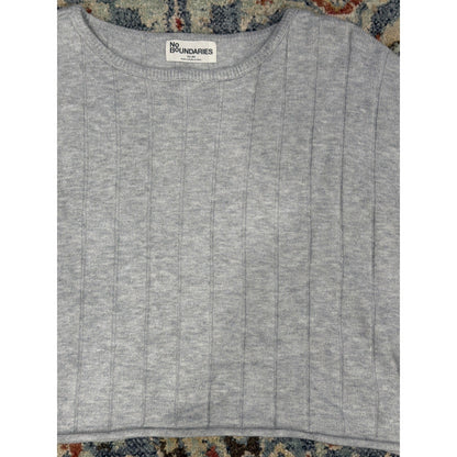Boxy Sweater Women XXL Gray Ribbed Cropped Pullover Gorpcore EUC1