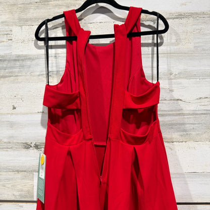 B. Smart Cutout Back Fit & Flare Dress Women Size 15 Red Polyester Modern NWT3