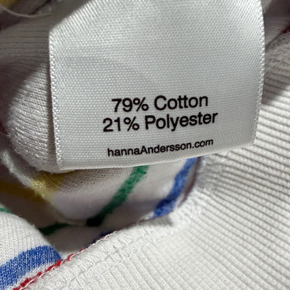 Hanna Andersson TerryCloth Hoodie Girls 5 White Rainbow Stripe Beach Scandi GUC*3