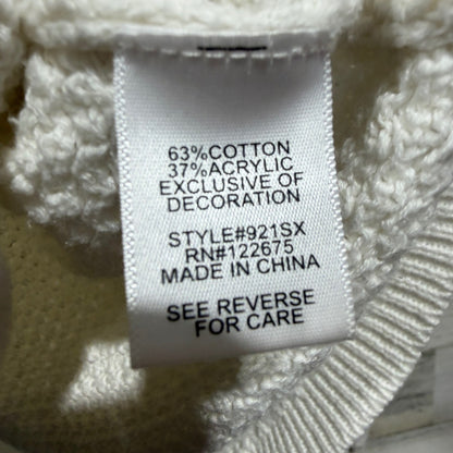 Lety & Me Elbow Patch Sweater Women Medium White Cotton Blend Preppy2