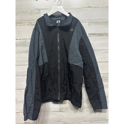 Russell Windbreaker Boys XXL 18 Black Charcoal Colorblock Athletic EUC0