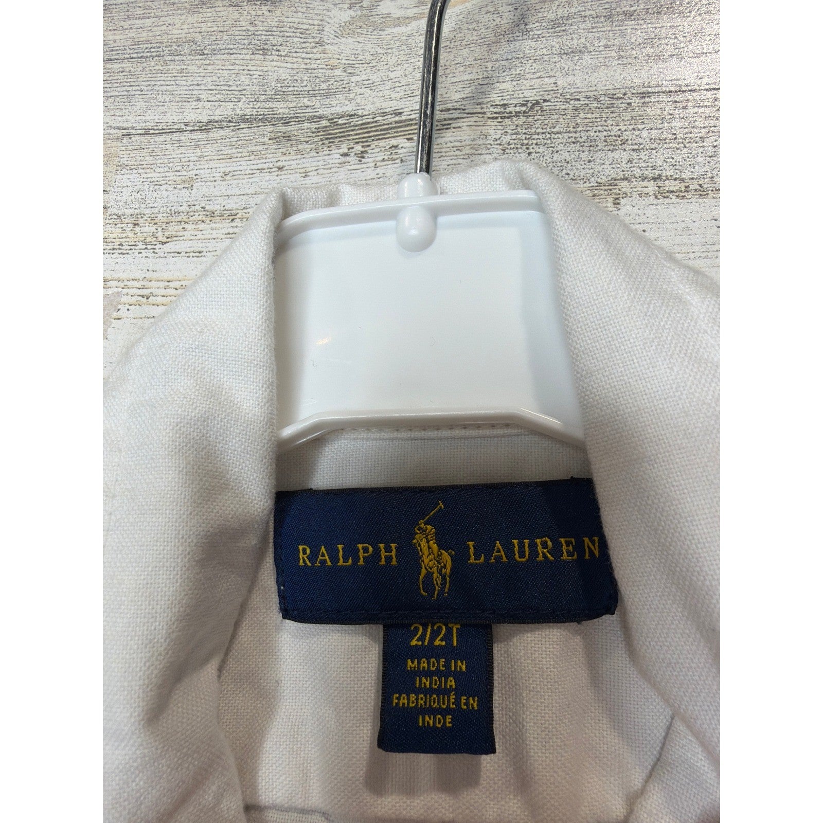 Ralph Lauren Button Down Boys 2T White Multi Logo Crest Varsity Preppy *Flawed1