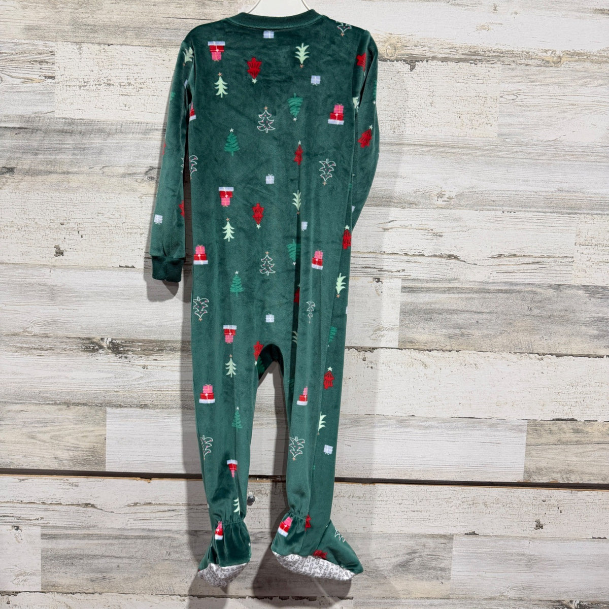 Carter's Footed Sleeper Kids 24M Green Christmas Tree Fleece Holiday EUC4