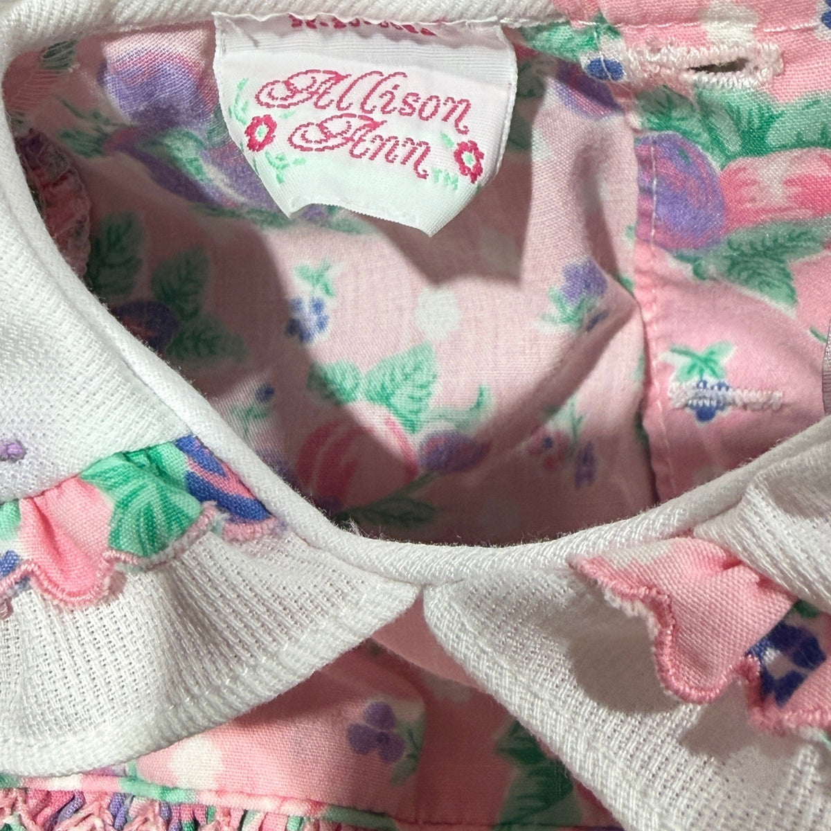 Allison Ann Romper Girls 6-9M Pink Floral Smocked Peter Pan Collar Vintage EUC5