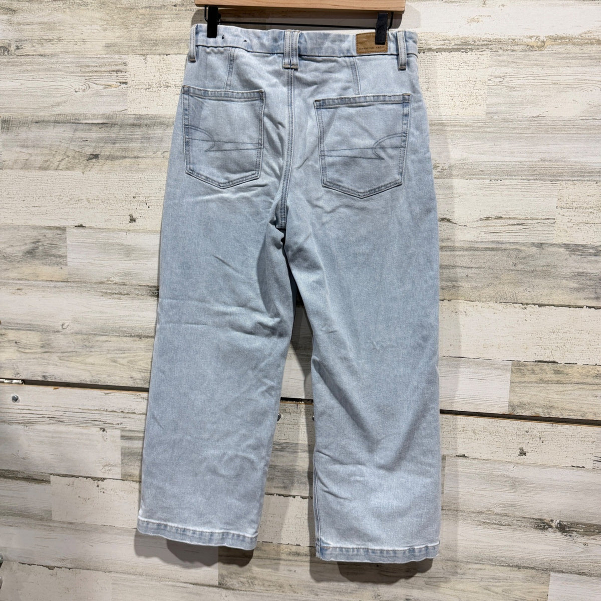 American Eagle Curvy Stovepipe Jeans Women 8S Light Blue Stretch Denim Boho EUC3
