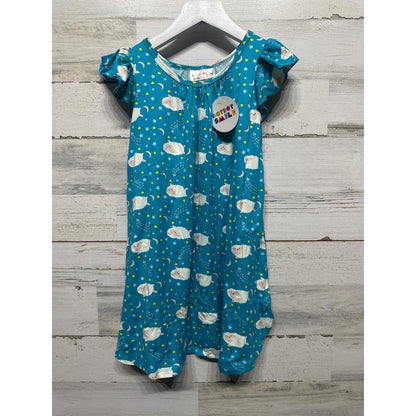 Dot Dot Smile Dress Girls Size 3/4 Teal Blue Sheep Stars Flutter Sleeve NWT2