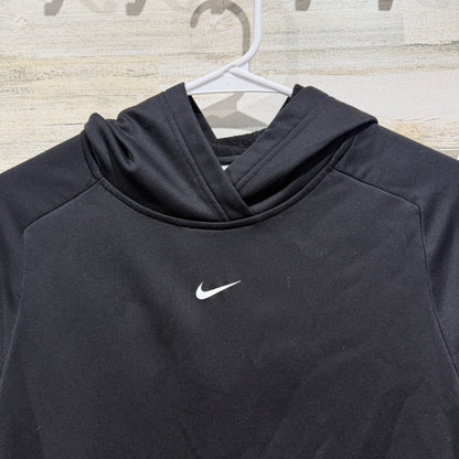 Nike Therma-FIT Hoodie Boys Large Black Pullover Swoosh Athletic EUC1