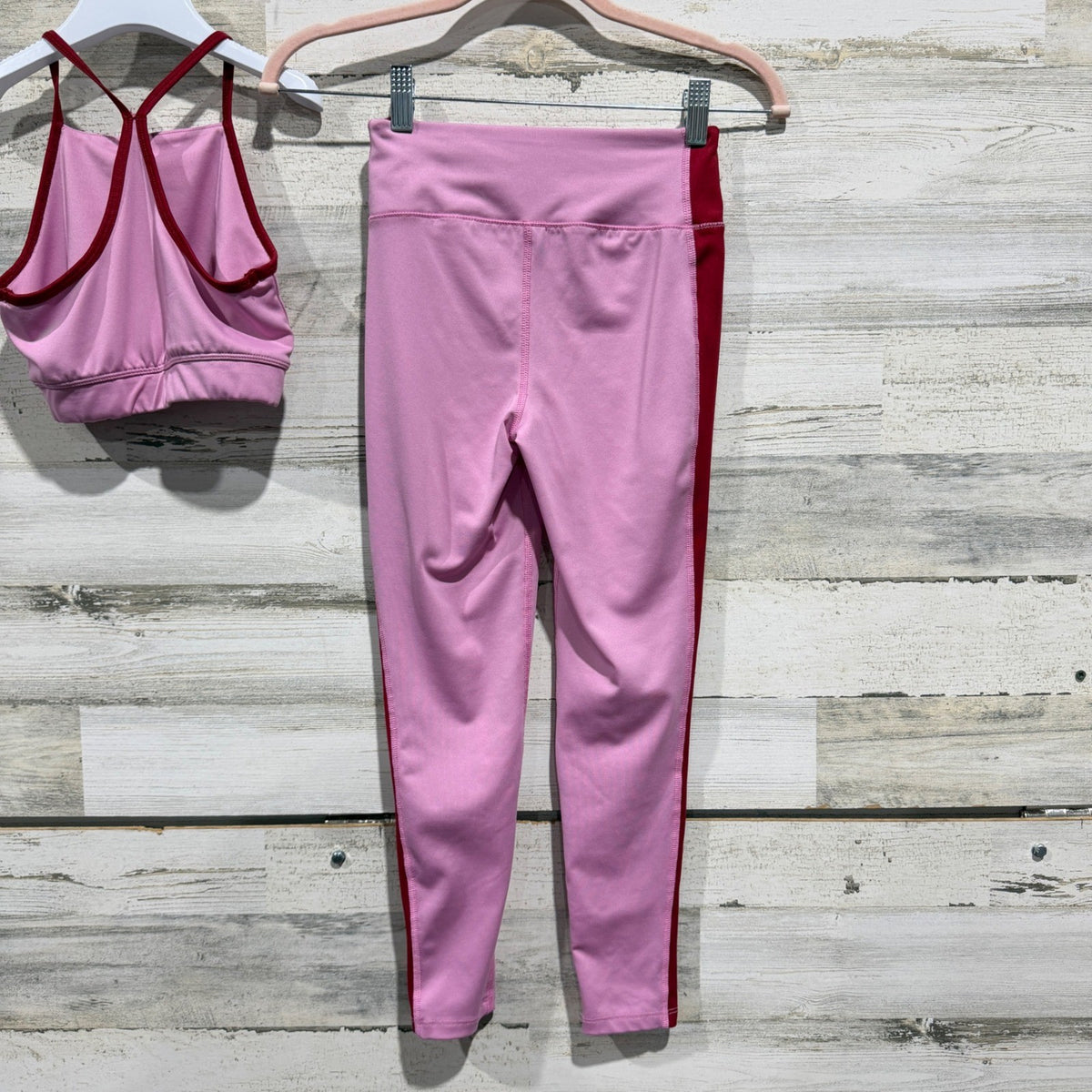 BCG Activewear Set Leggings Sports Bra Girls Size M 8-10 Pink Polyester Sporty4
