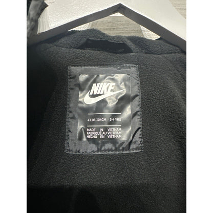 Nike Hooded Jacket Boys 4T Black Gray Camo Fleece Lined Full Zip Sporty EUC2