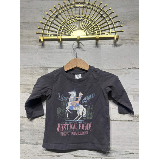 Cotton On Baby Graphic Tee Girls 3-6M Charcoal Mystical Rodeo Unicorn EUC0