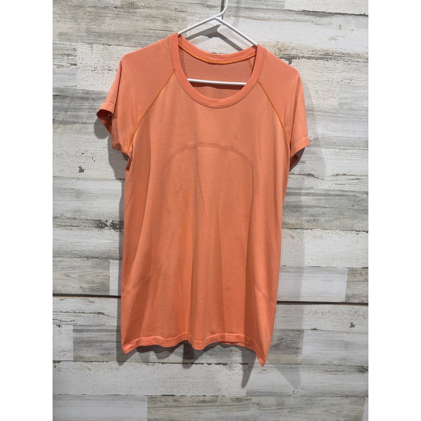 Lululemon Swiftly Tech Short Sleeve Women 10 Orange Mesh Knit Athletic GUC0