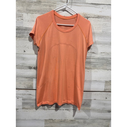 Lululemon Swiftly Tech Short Sleeve Women 10 Orange Mesh Knit Athletic GUC0