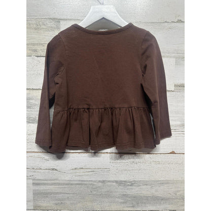 Unique Baby Thanksgiving Top Girls 4Y Brown Peplum Graphic Long Sleeve EUC3