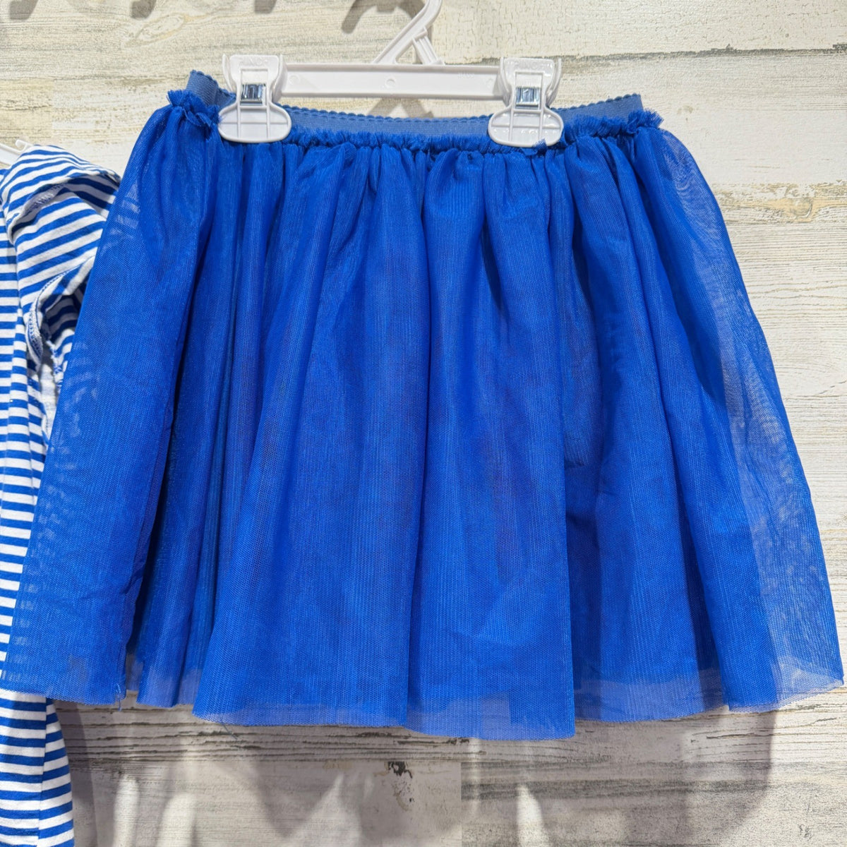 Mayoral Skirt Set Girls Size 8 Blue White Striped Floral Tulle Balletcore EUC4