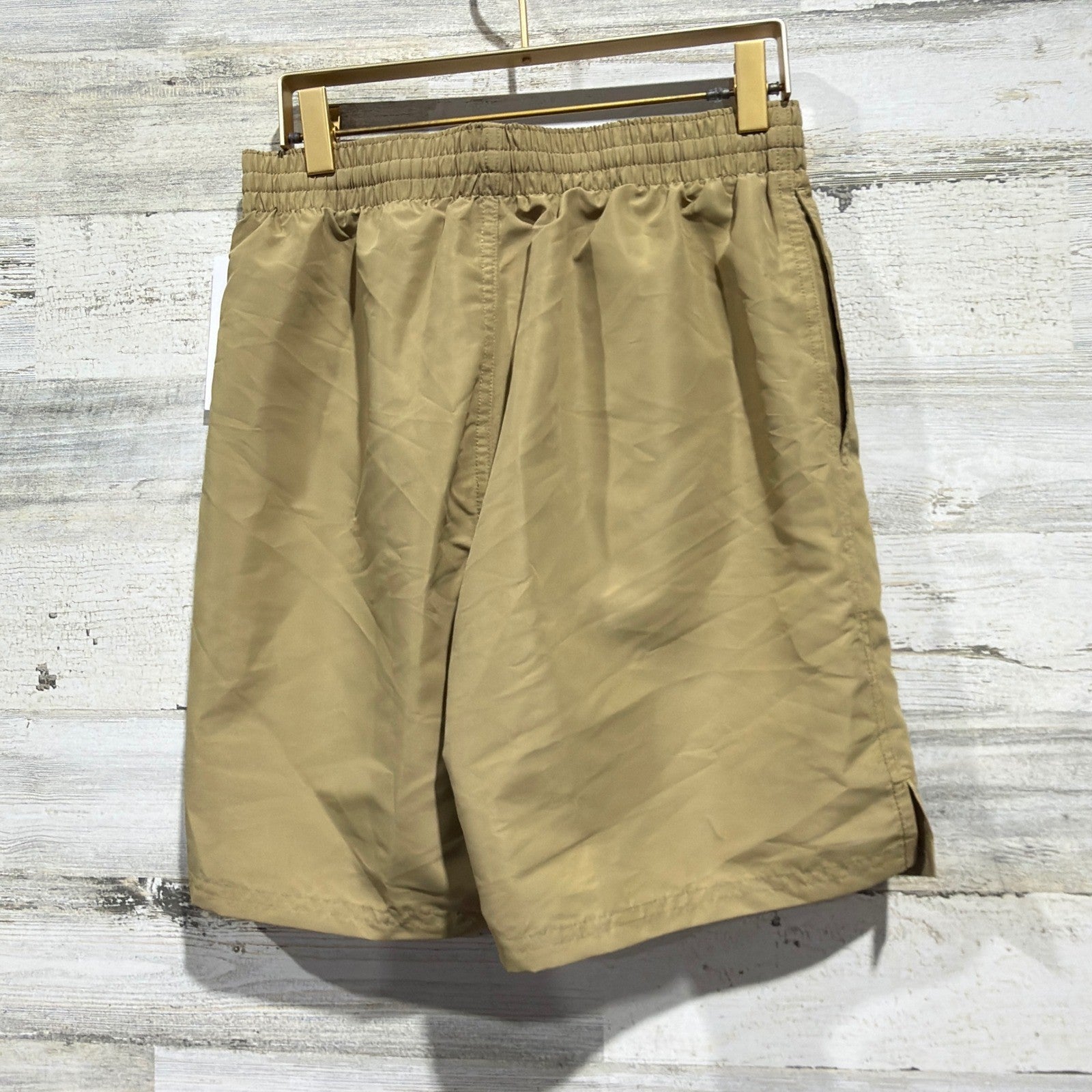Nike Swim Trunks Men Small Tan Embroidered Swoosh NWT3