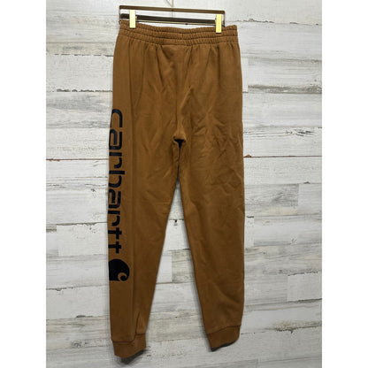 Carhartt Jogger Sweatpants Boys L 14-16 Brown Large Logo EUC2