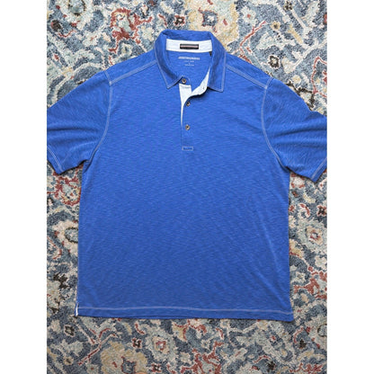 Johnston Murphy Polo Shirt Mens Large Blue Modal Blend Contrast Stitch0