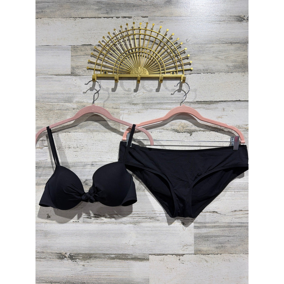 Y2K Gap Body Bikini Set Women 36B/L Black Underwire Hipster 2006 Swim Resort0