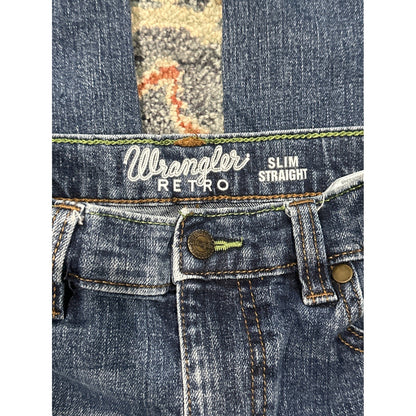 Wrangler Retro Slim Straight Jeans Boys 7 Regular Blue Adjustable Waist EUC2