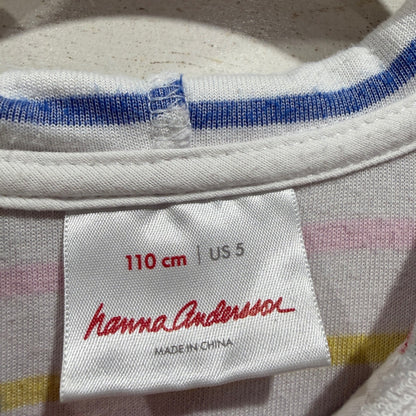 Hanna Andersson TerryCloth Hoodie Girls 5 White Rainbow Stripe Beach Scandi GUC*1