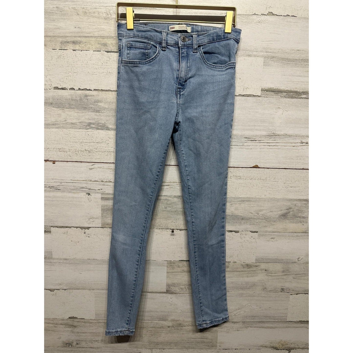 Levi's 720 High Rise Super Skinny Jeans Girls 12 Light Blue Denim EUC0
