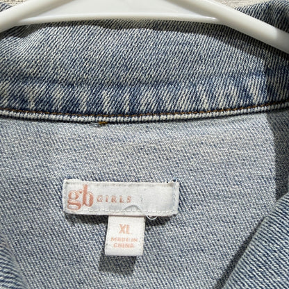 GB Girls Denim Jacket Kids XL Light Blue Button Up Trucker Classic *Flawed2