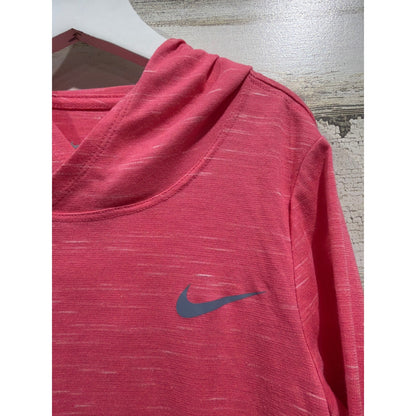 Nike Hooded Shirt Girls Medium Pink Space Dye Lightweight Athleisure EUC1