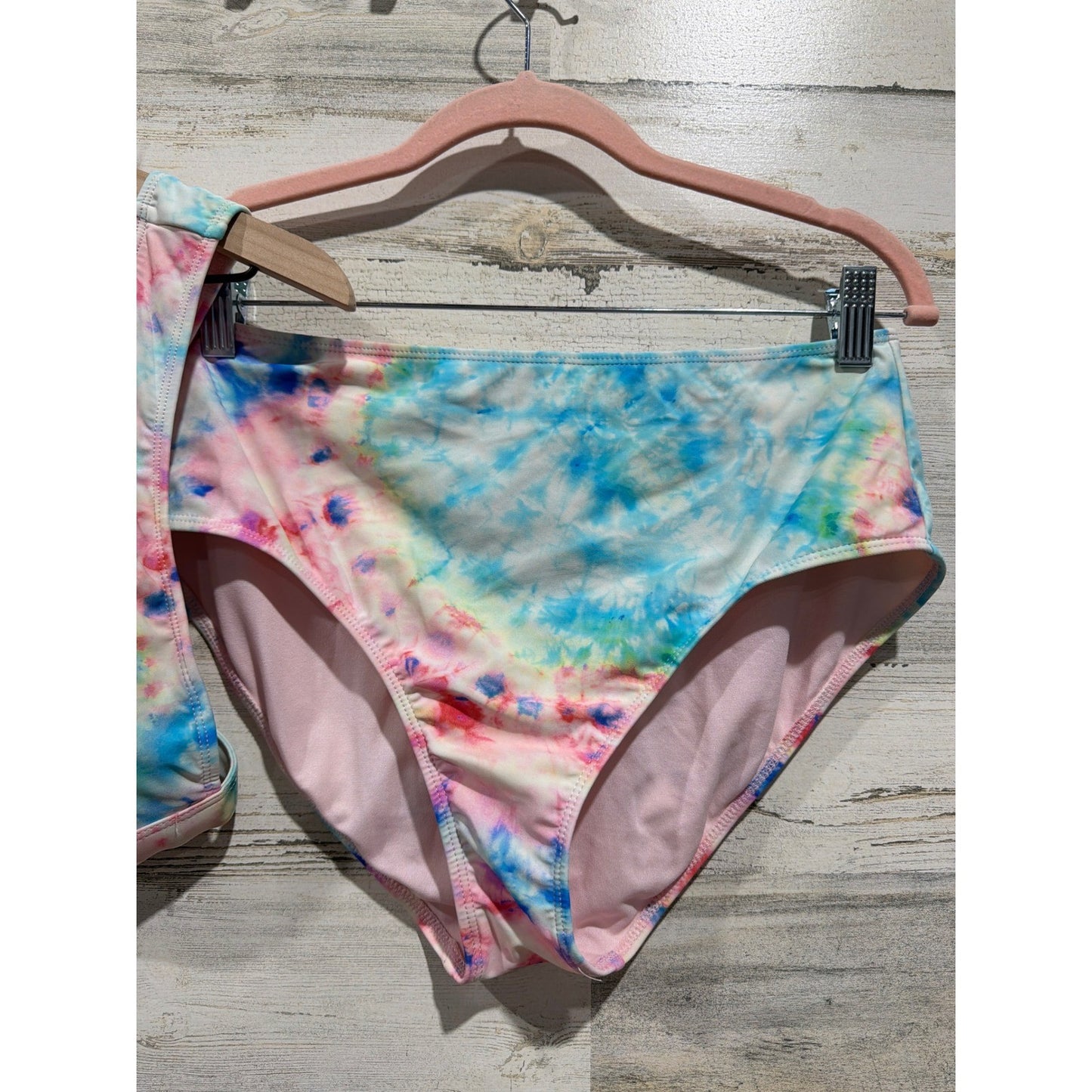 GB Bikini Set Women Large Pink Blue Tie Dye High Waisted Pastelcore EUC2