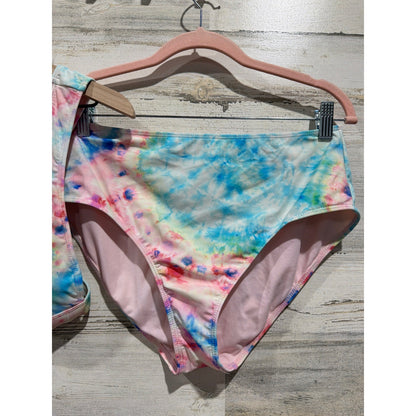 GB Bikini Set Women Large Pink Blue Tie Dye High Waisted Pastelcore EUC2