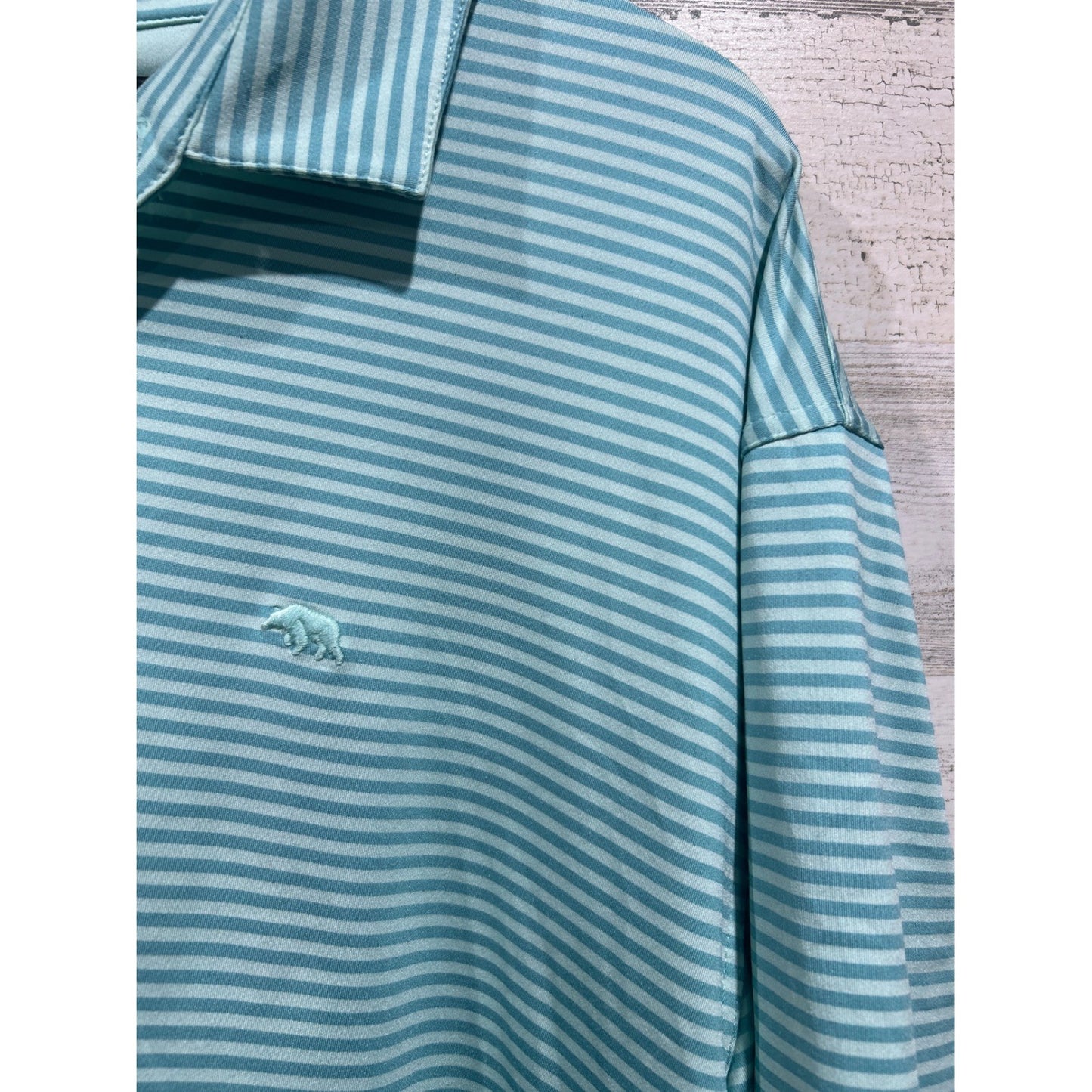 Onward Reserve Polo Shirt Mens XXL Mint Green Striped Golf Performance EUC2