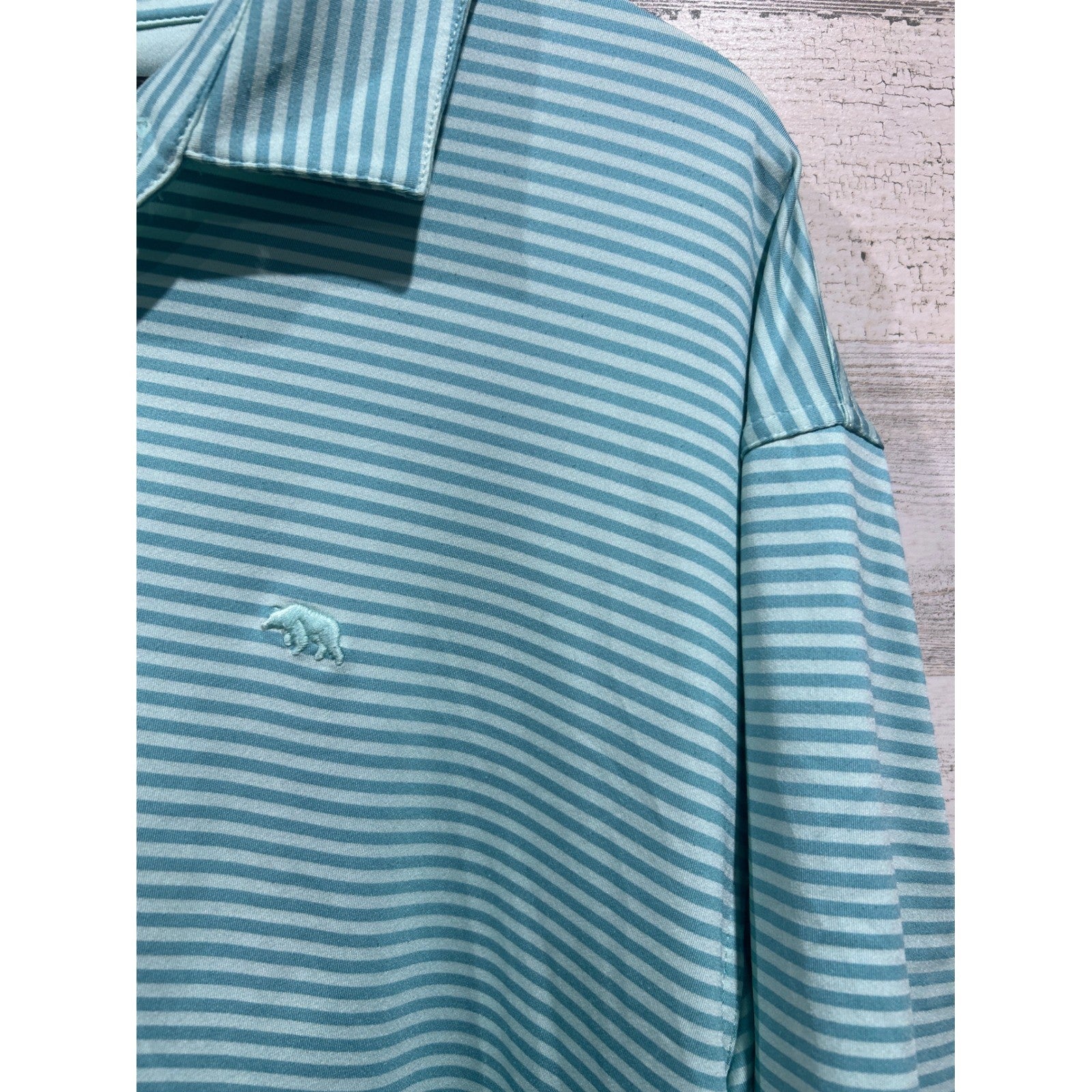 Onward Reserve Polo Shirt Mens XXL Mint Green Striped Golf Performance EUC2