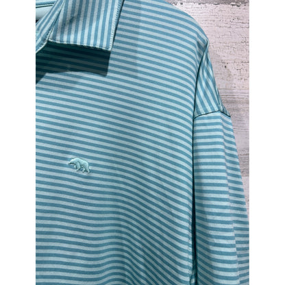 Onward Reserve Polo Shirt Mens XXL Mint Green Striped Golf Performance EUC2