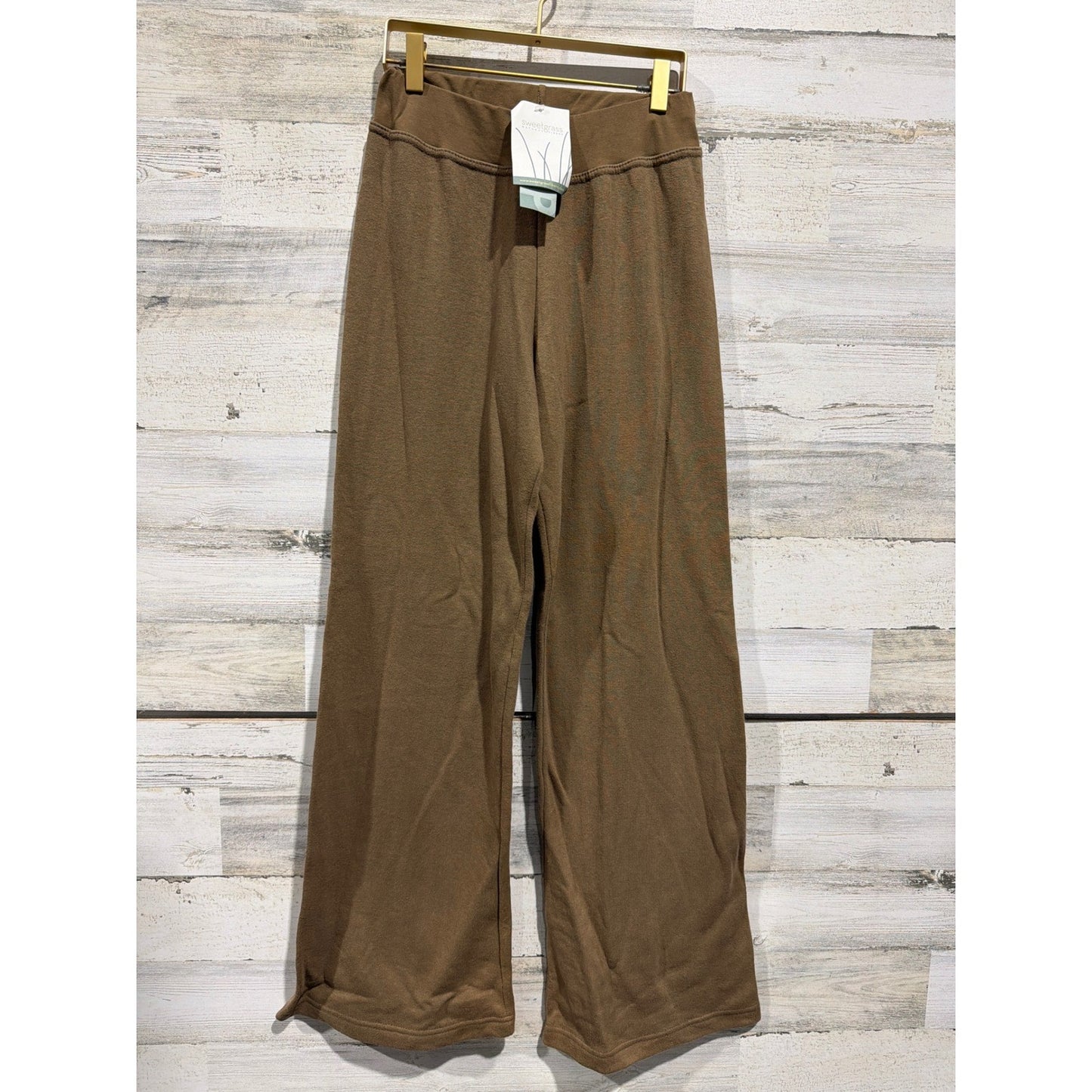 Sweetgrass Wide Leg Lounge Pants Women Small Brown High Waist NWT0