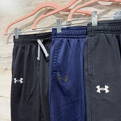 Under Armour Rival Fleece Joggers Pants Bundle Boys Small Black Navy Grey Bundle1