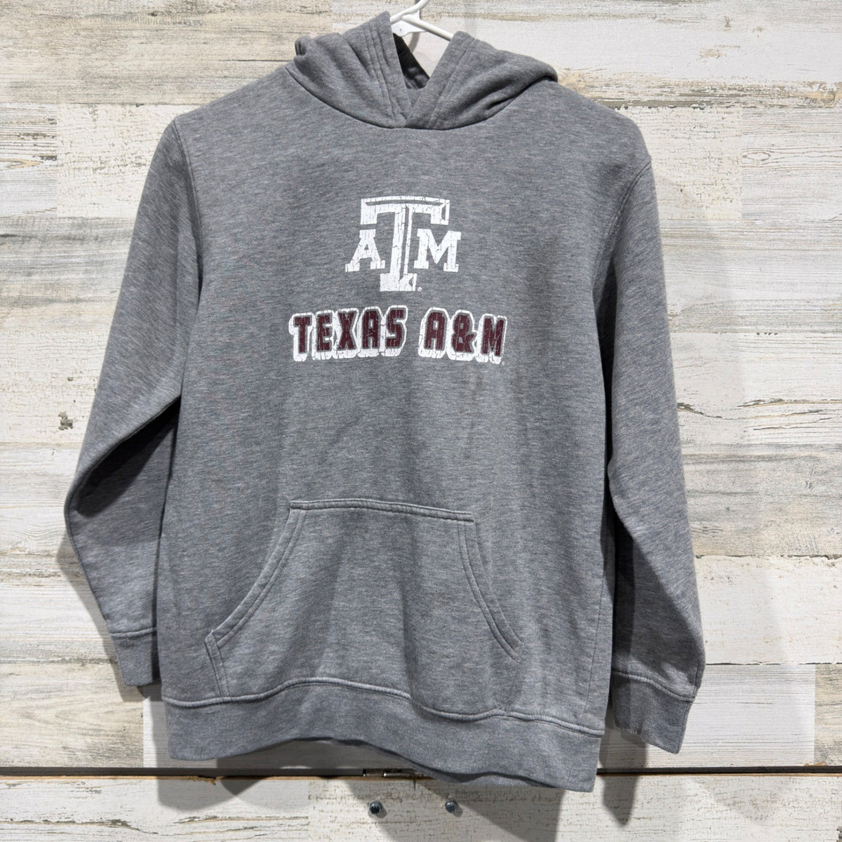 Rivalry Threads Texas A&M Hoodie Kids L 12/14 Gray Distressed Gameday *Flawed*0