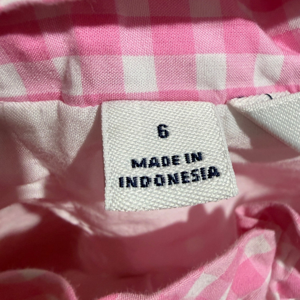 Janie and Jack Gingham Ruffle Blouse Girls 6 Pink 100% Cotton Preppy Flawed*7