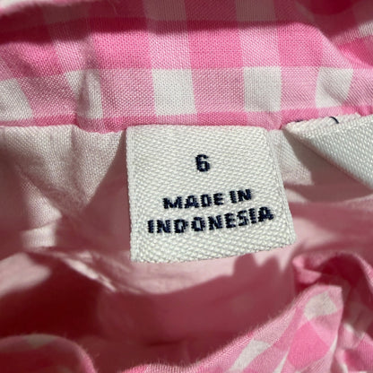 Janie and Jack Gingham Ruffle Blouse Girls 6 Pink 100% Cotton Preppy Flawed*7