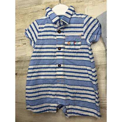 Romper Bundle Boys 0-3M 3M Blue Red Fish Star Nautical Vacay Resort Camp5