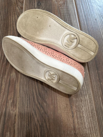 Michael Kors Sneakers Girls Size 3 Pink Laser Cut Floral Glitter GUC3