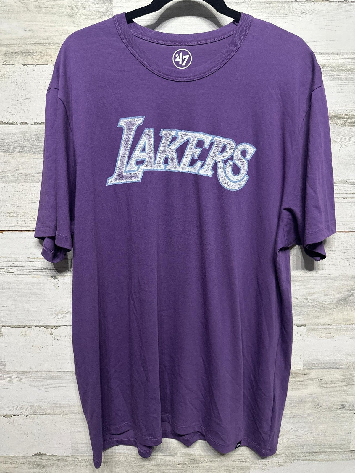 Lakers T-Shirt Mens XXL Purple Distressed Graphic '47 Los Angeles NBA Tee EUC0
