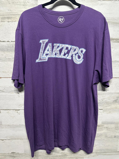 Lakers T-Shirt Mens XXL Purple Distressed Graphic '47 Los Angeles NBA Tee EUC0