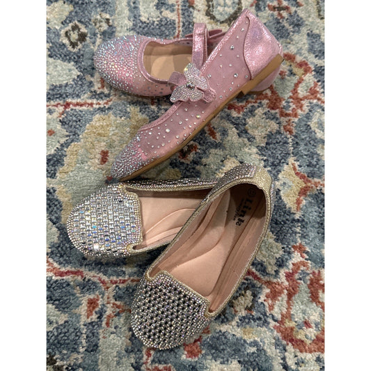Link Copper Key Dress Shoes Bundle Girls 13 Pink Silver Rhinestone Glitter0