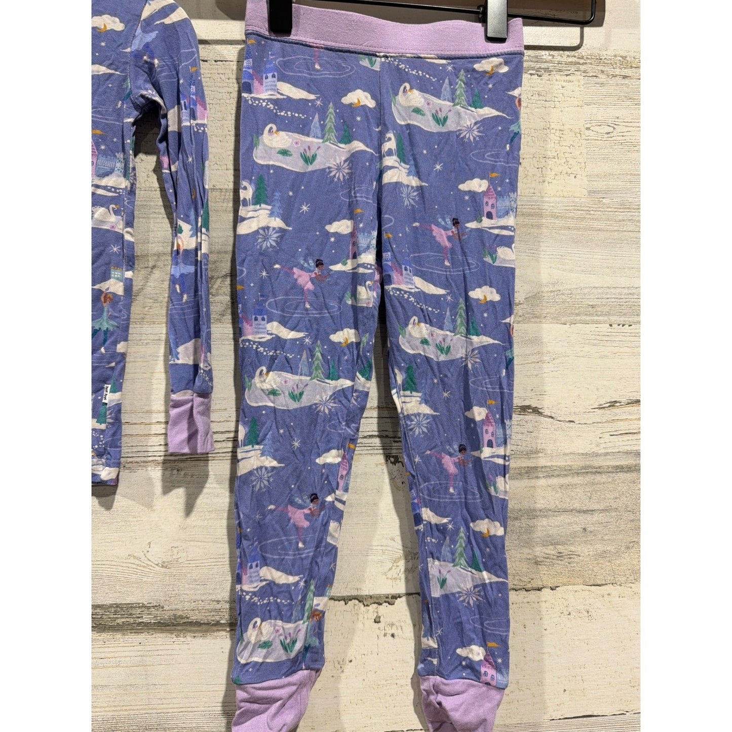 Little Sleepies Pajama Set Girls 2T Purple Swan Lake Bamboo Fairycore EUC2