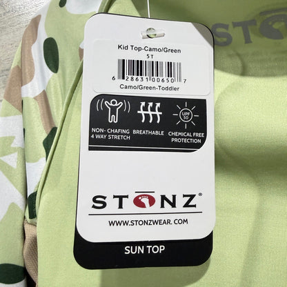 Stonz Sun Shirt Rash Guard Kids 5T Green Camo UPF 50+ Gorpcore NWT6